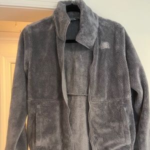 The North Face Girls Fuzzy Fleece Jacket XL/Y18 Full Zip  Zipped Pockets Gray